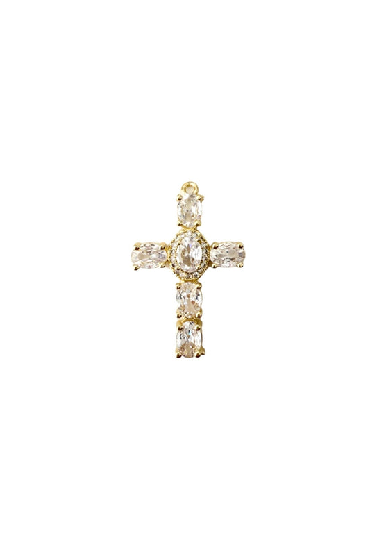 Gold CZ Cross Scarf Charm - Rome Cross - KJ Clothier