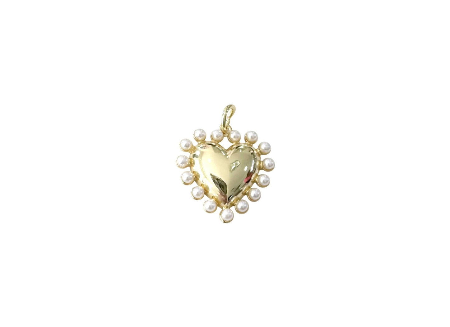 Gold Heart with Pearls Scarf Charm - Pearl Heart - KJ Clothier