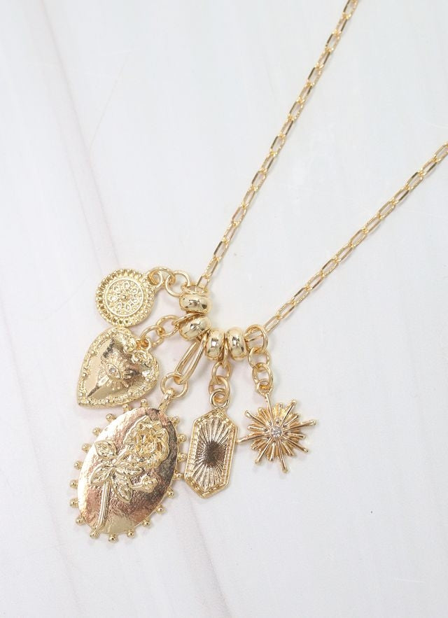 Grier Charm Necklace Gold