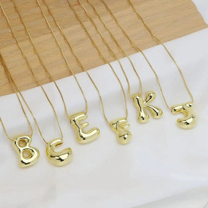 Groovy Large Bubble Pendant Initial Necklace - KJ Clothier