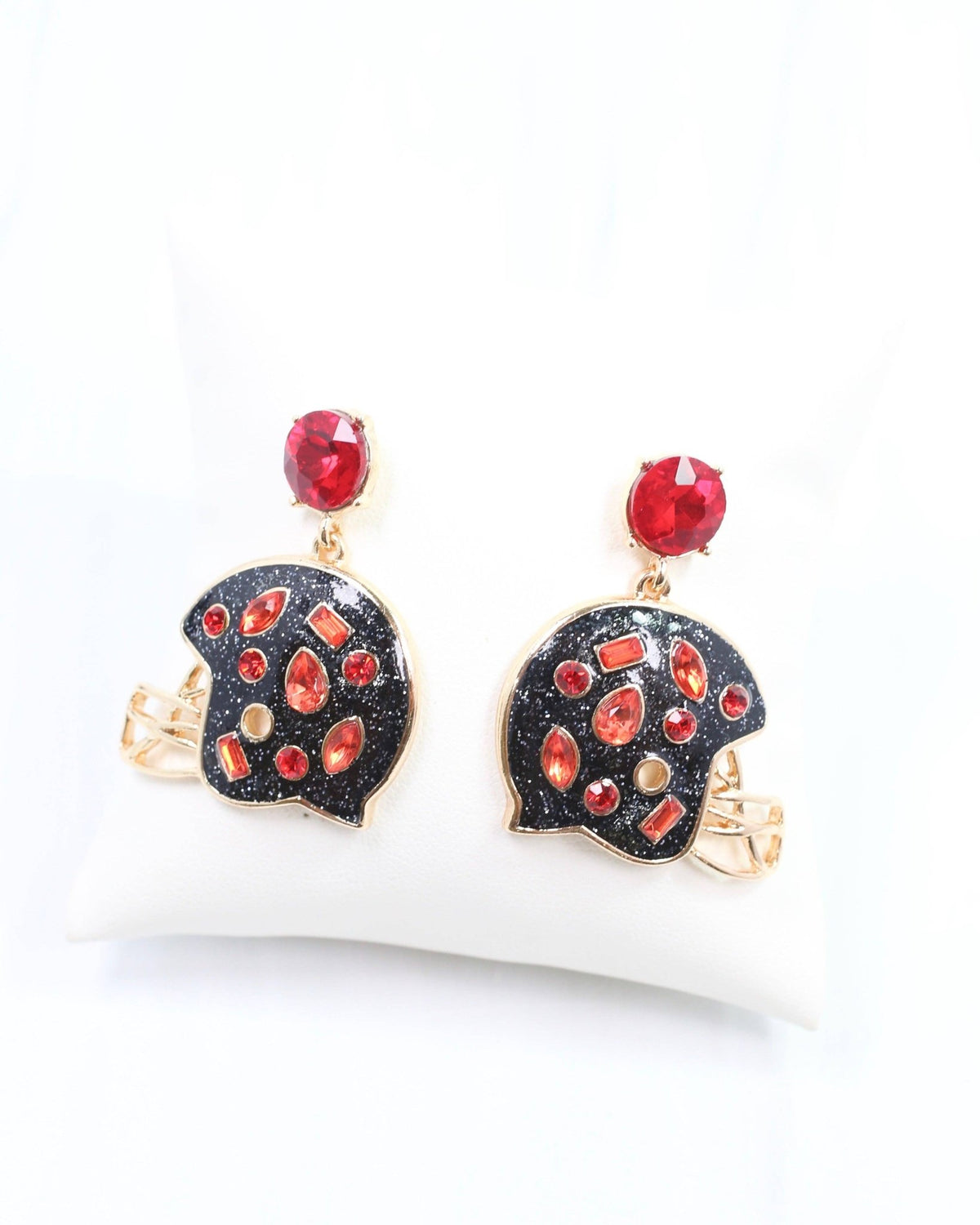 Halsey Helmet Earring Black Red: Default - KJ Clothier