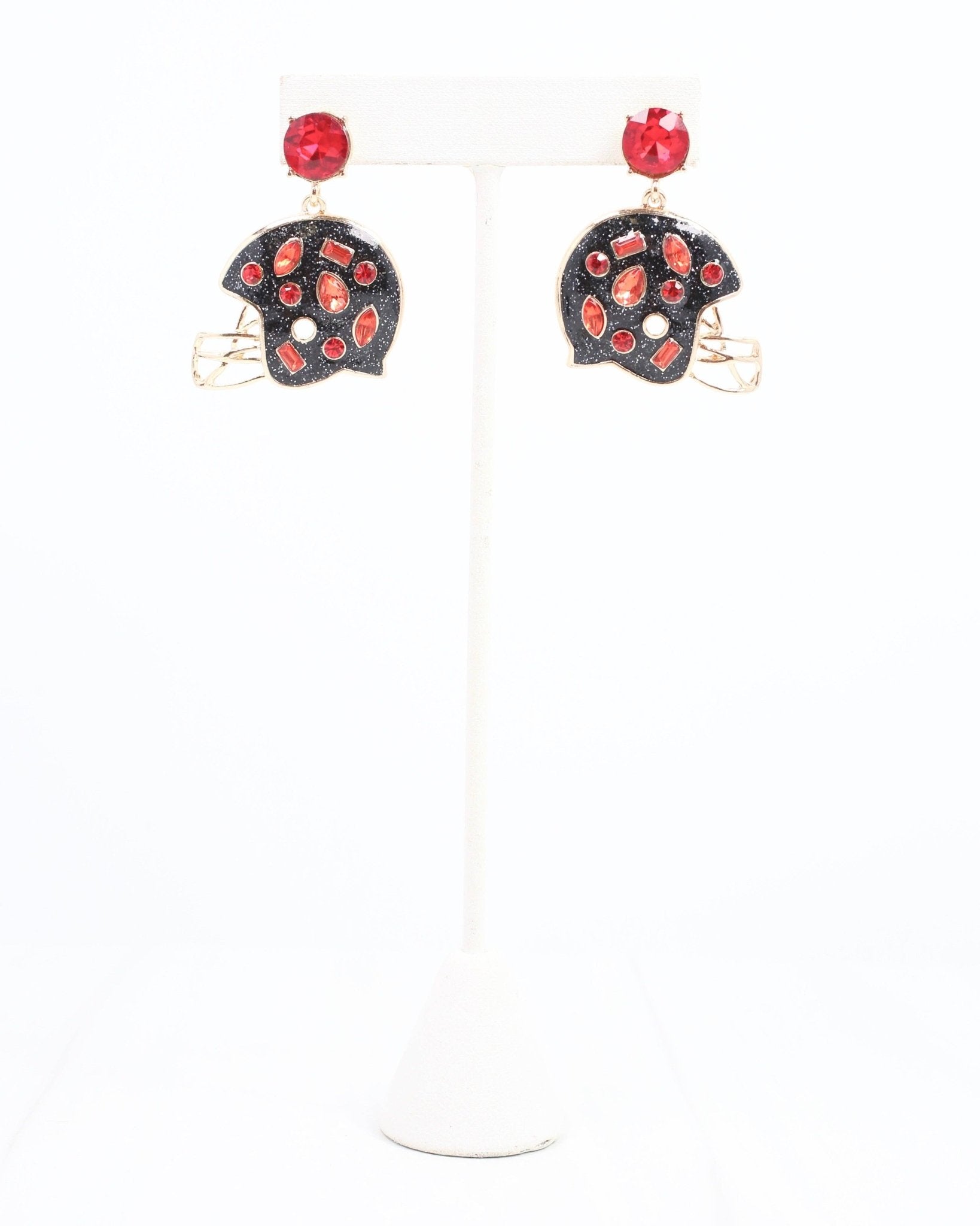 Halsey Helmet Earring Black Red: Default - KJ Clothier