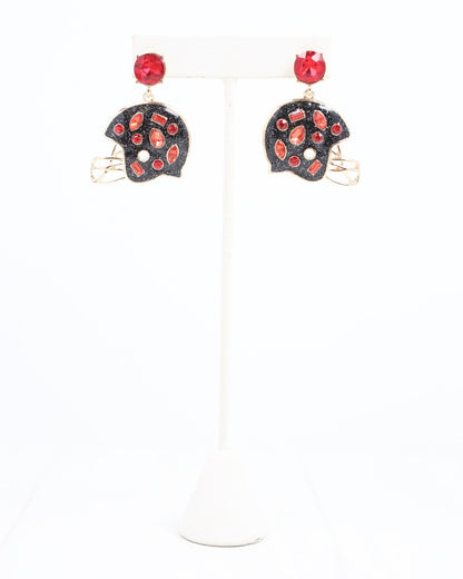 Halsey Helmet Earring Black Red: Default - KJ Clothier
