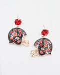 Halsey Helmet Earring Black Red: Default - KJ Clothier