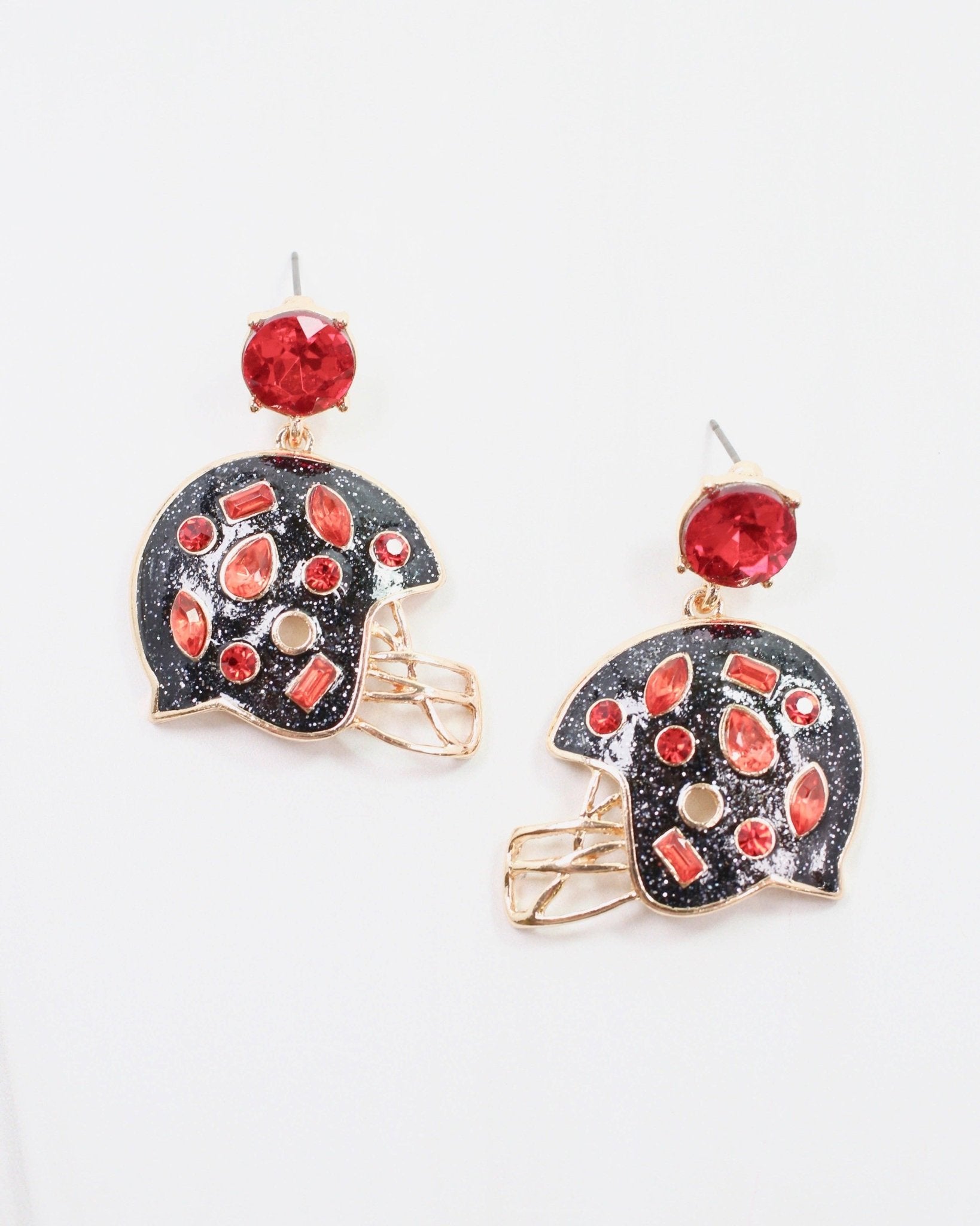 Halsey Helmet Earring Black Red: Default - KJ Clothier