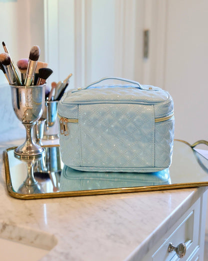 Hampton Train Case - Light Blue Patent - KJ Clothier