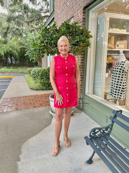 Happy Everything Tweed Dress - Red - KJ Clothier