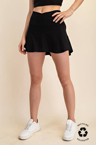 High Waist Butter Soft Skort - Black - KJ Clothier