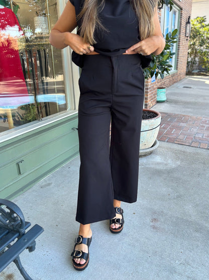 High Waist Wide Pants - Black - KJ Clothier