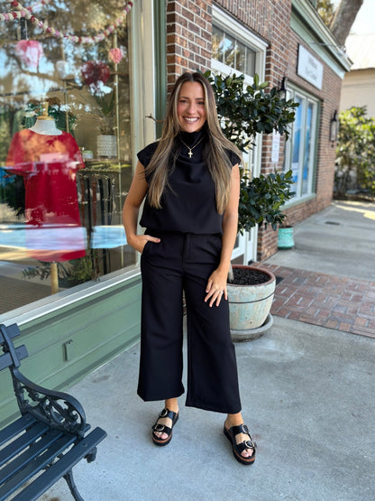 High Waist Wide Pants - Black - KJ Clothier