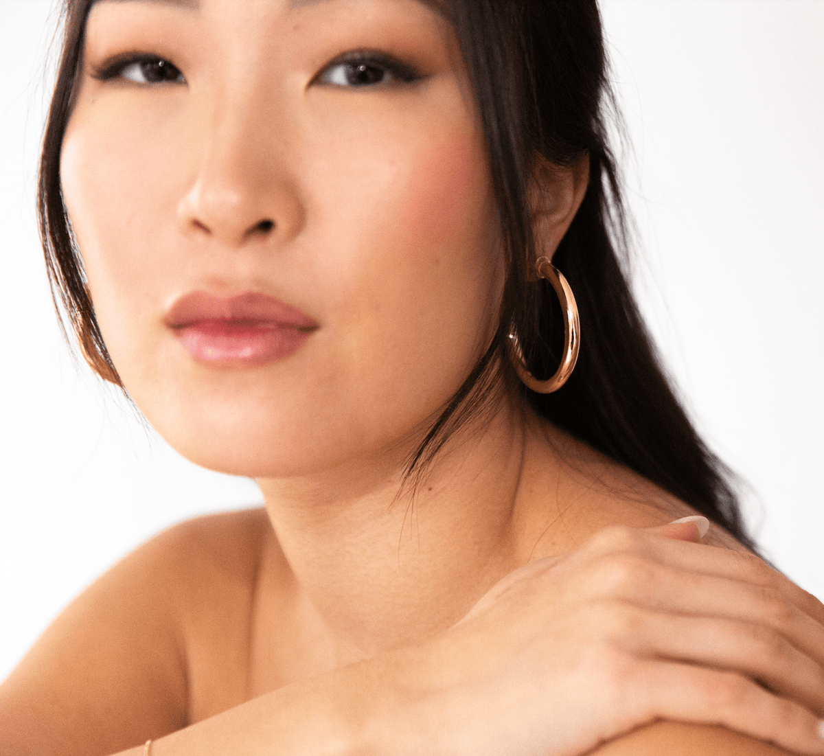 Hypoallergenic Medium Acrylic Hoop Earrings - Gold - KJ Clothier