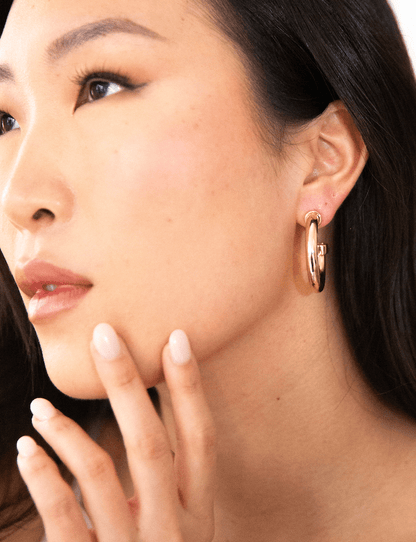 Hypoallergenic Small Acrylic Hoop Earrings - Gold - KJ Clothier