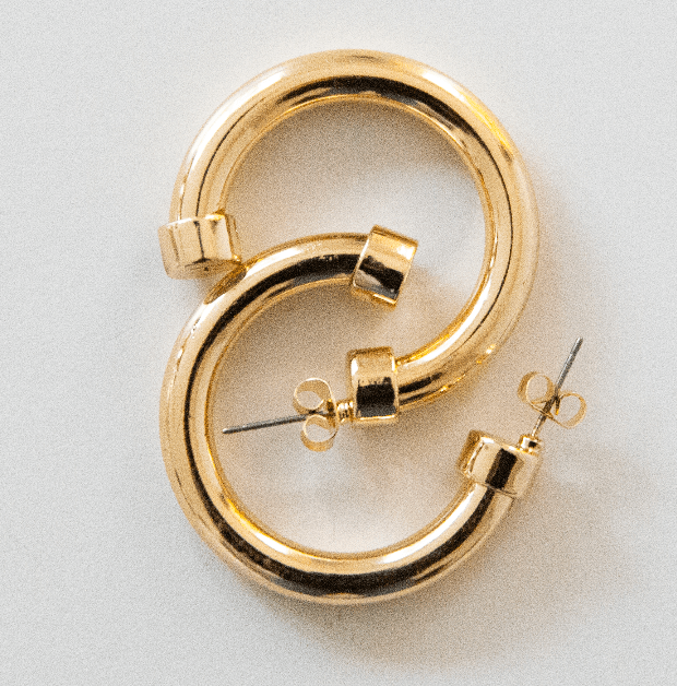 Hypoallergenic Small Acrylic Hoop Earrings - Gold - KJ Clothier
