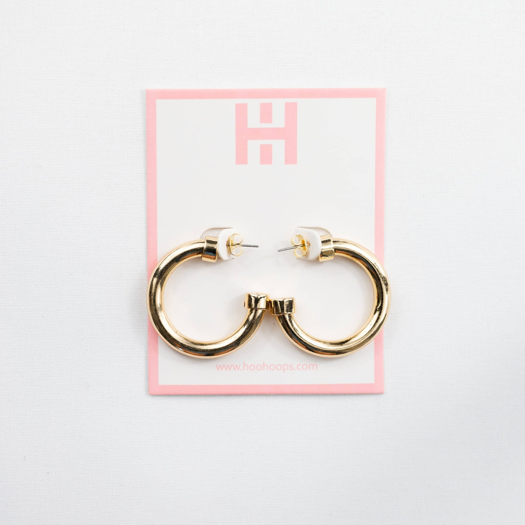 Hypoallergenic Small Acrylic Hoop Earrings - Gold - KJ Clothier