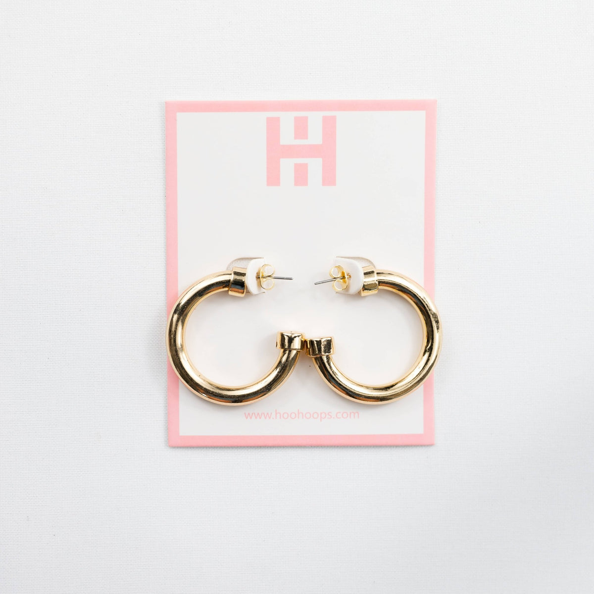 Hypoallergenic Small Acrylic Hoop Earrings - Gold - KJ Clothier
