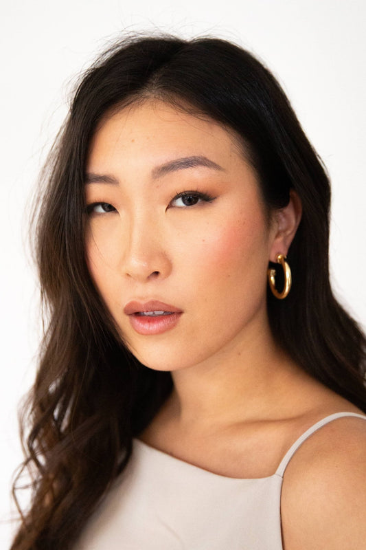 Hypoallergenic Small Acrylic Hoop Earrings - Gold - KJ Clothier