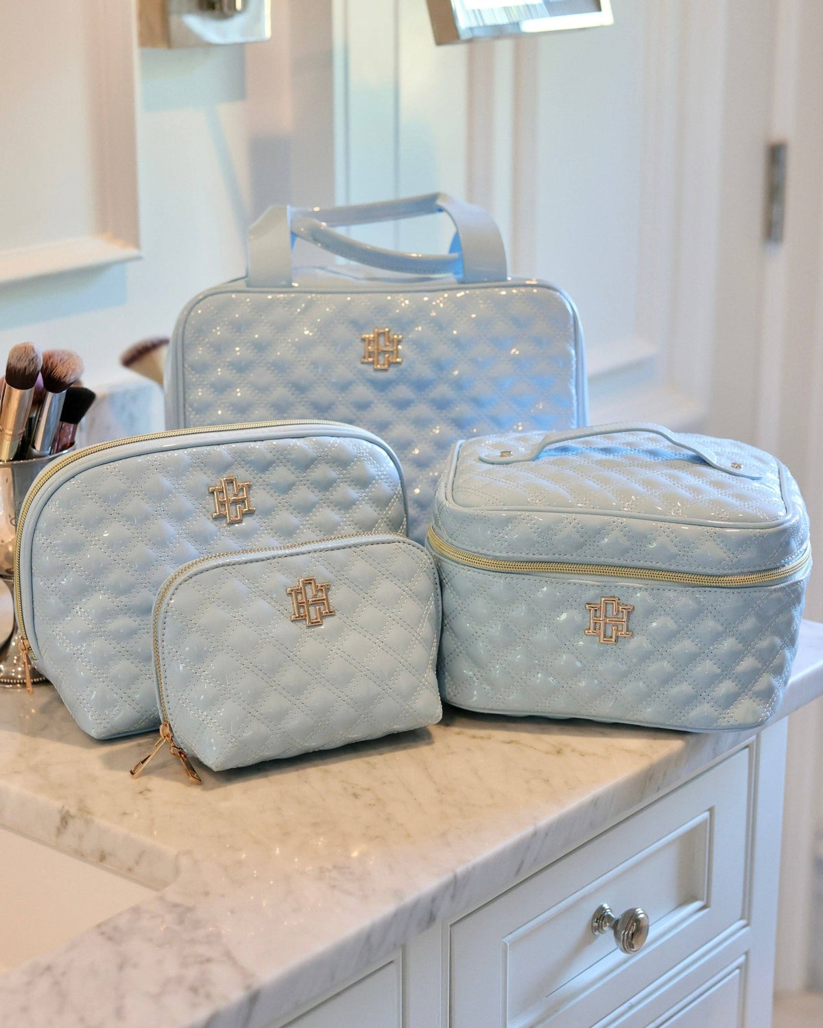 Ibiza Small Pouch - Light Blue Patent - KJ Clothier