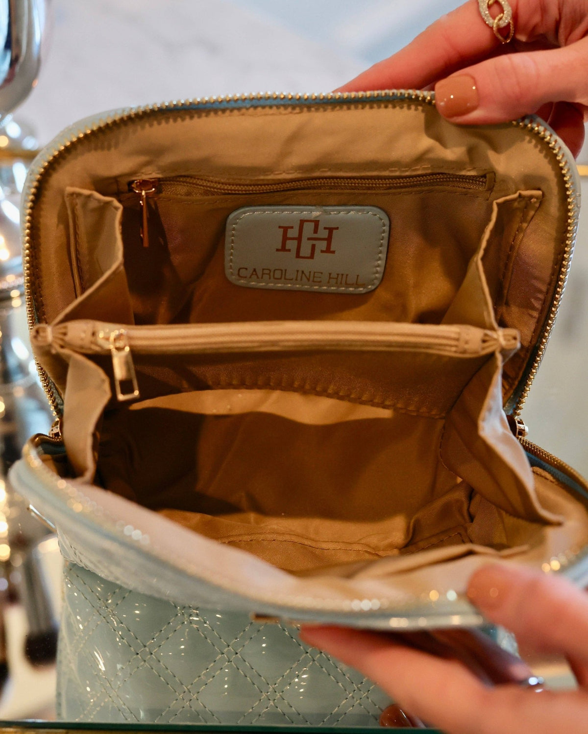 Ibiza Small Pouch - Light Blue Patent - KJ Clothier