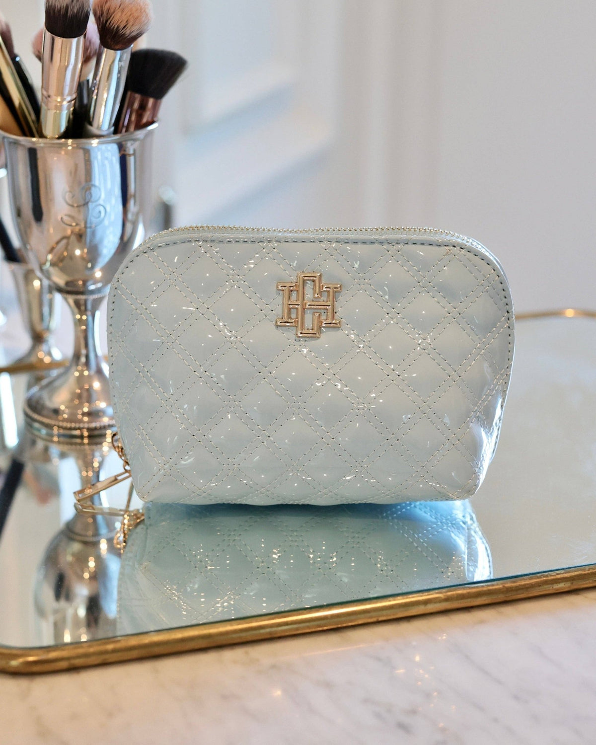 Ibiza Small Pouch - Light Blue Patent - KJ Clothier