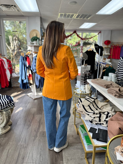Italian Ruched Sleeve Blazer - Apricot - KJ Clothier