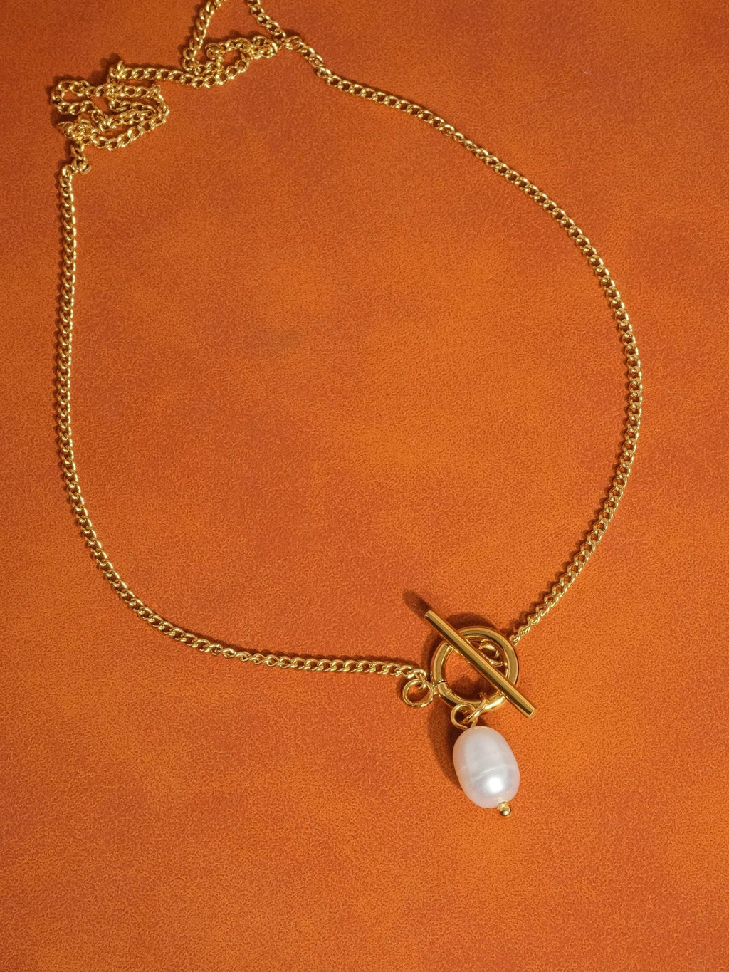 Jacky 18K Non - Tarnish Classic Pearl Chain Necklace: Yellow Gold - KJ Clothier