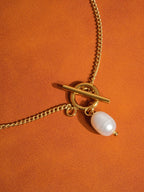 Jacky 18K Non - Tarnish Classic Pearl Chain Necklace: Yellow Gold - KJ Clothier