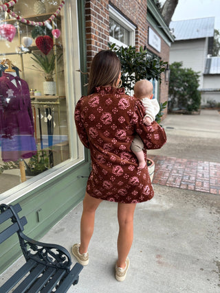 Jacquard Dress - Brown - KJ Clothier