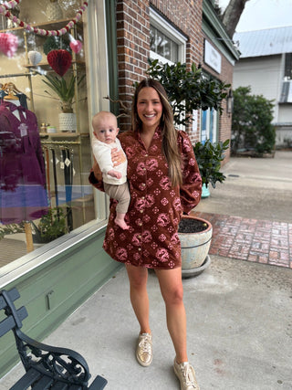 Jacquard Dress - Brown - KJ Clothier