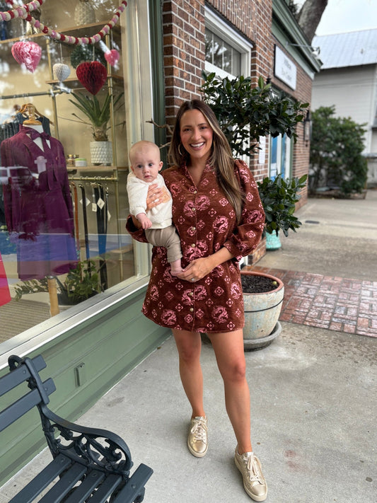 Jacquard Dress - Brown - KJ Clothier