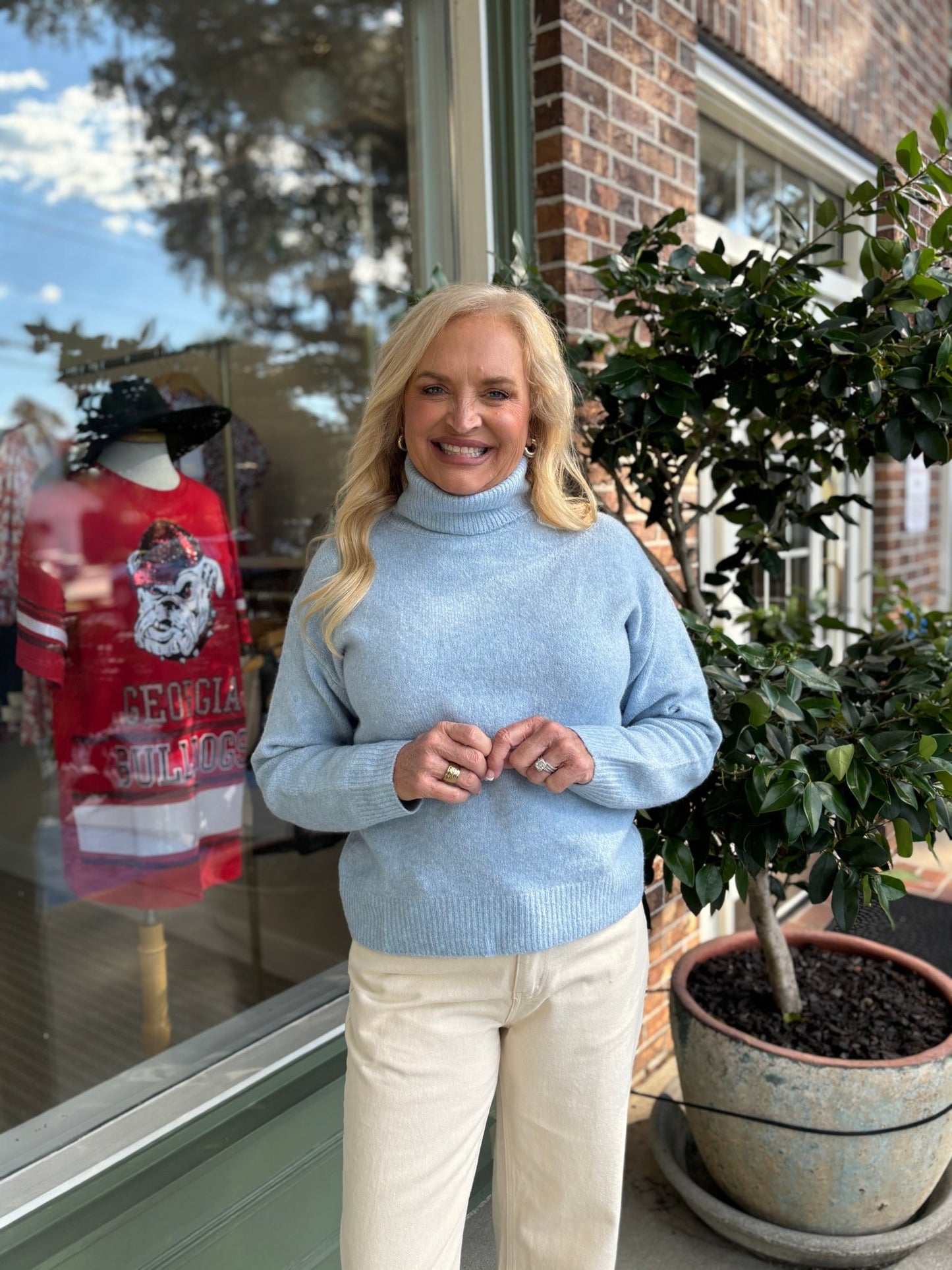 Josie Turtleneck Sweater - Light Blue - KJ Clothier