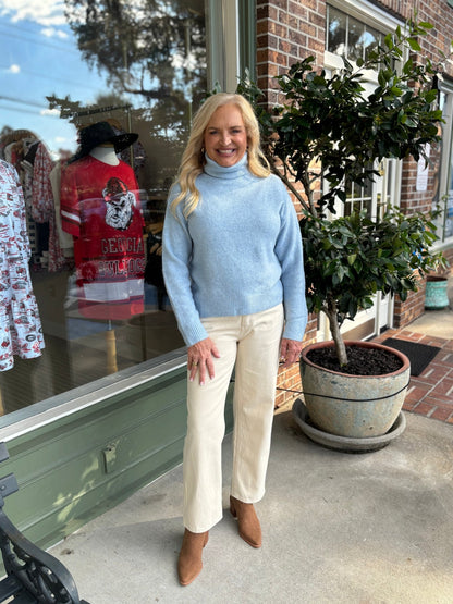 Josie Turtleneck Sweater - Light Blue - KJ Clothier