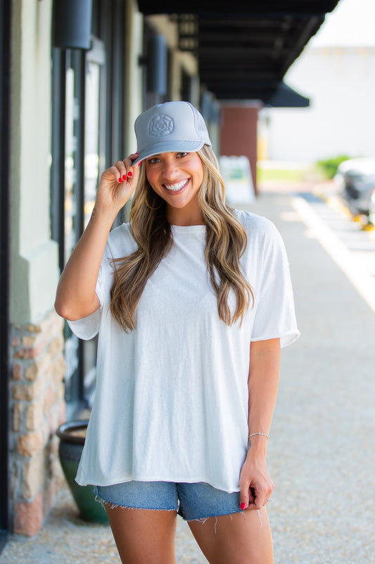 KJ EMBROIDERED LOGO TRUCKER - Silver Gray - KJ Clothier