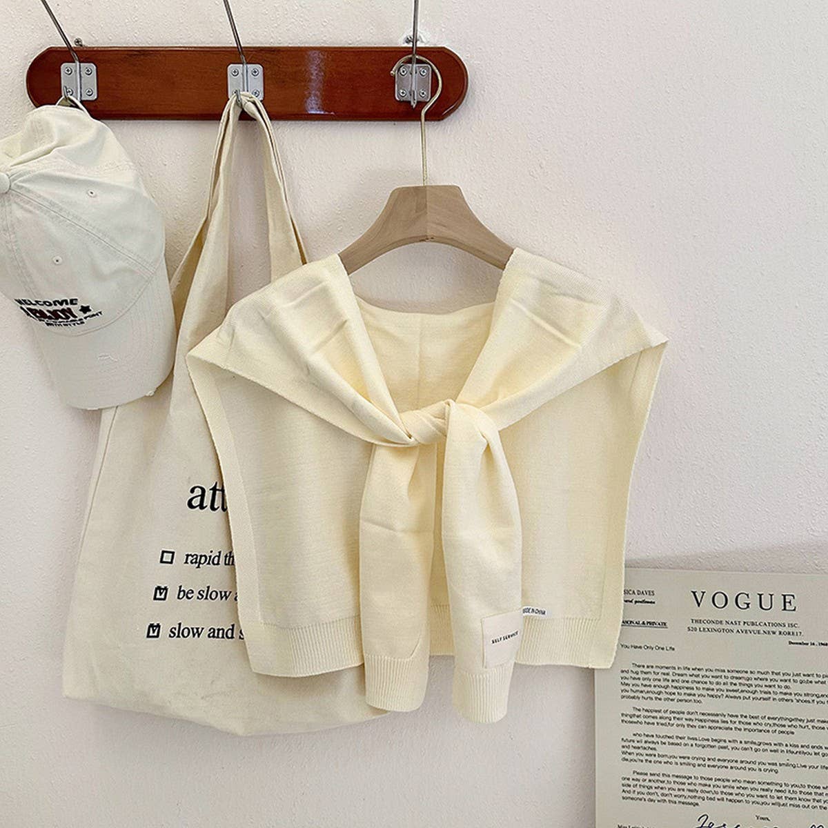 Knitted Shoulder Throw - Cream - KJ Clothier