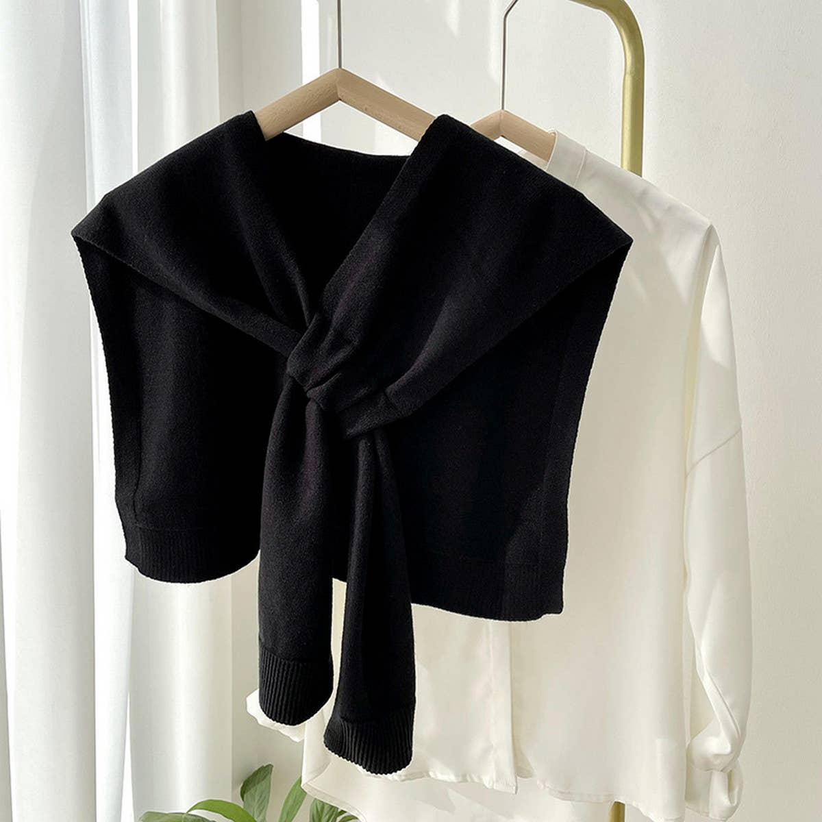Knitted Shoulder Throw - Ivory - KJ Clothier