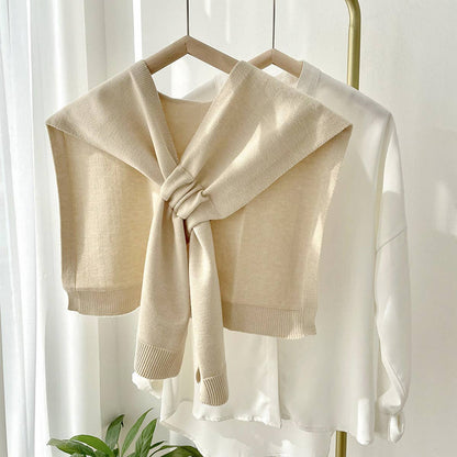 Knitted Shoulder Throw - Ivory - KJ Clothier