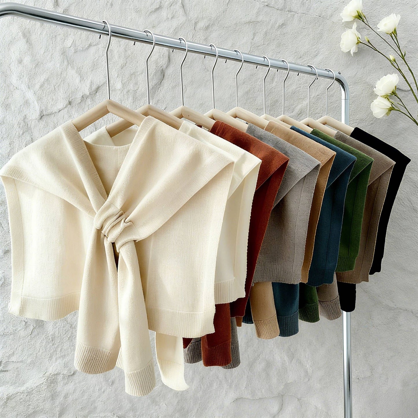 Knitted Shoulder Throw - Ivory - KJ Clothier