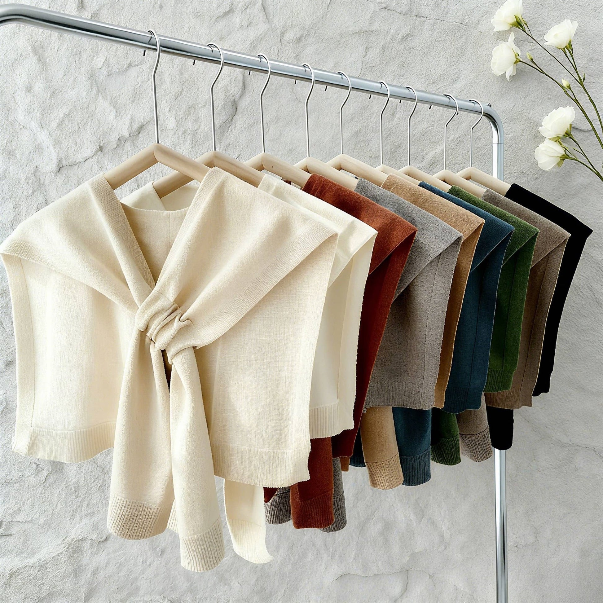 Knitted Shoulder Throw - Ivory - KJ Clothier