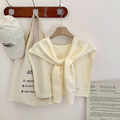 Knitted Shoulder Throw - Ivory - KJ Clothier