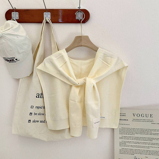 Knitted Shoulder Throw - Ivory - KJ Clothier