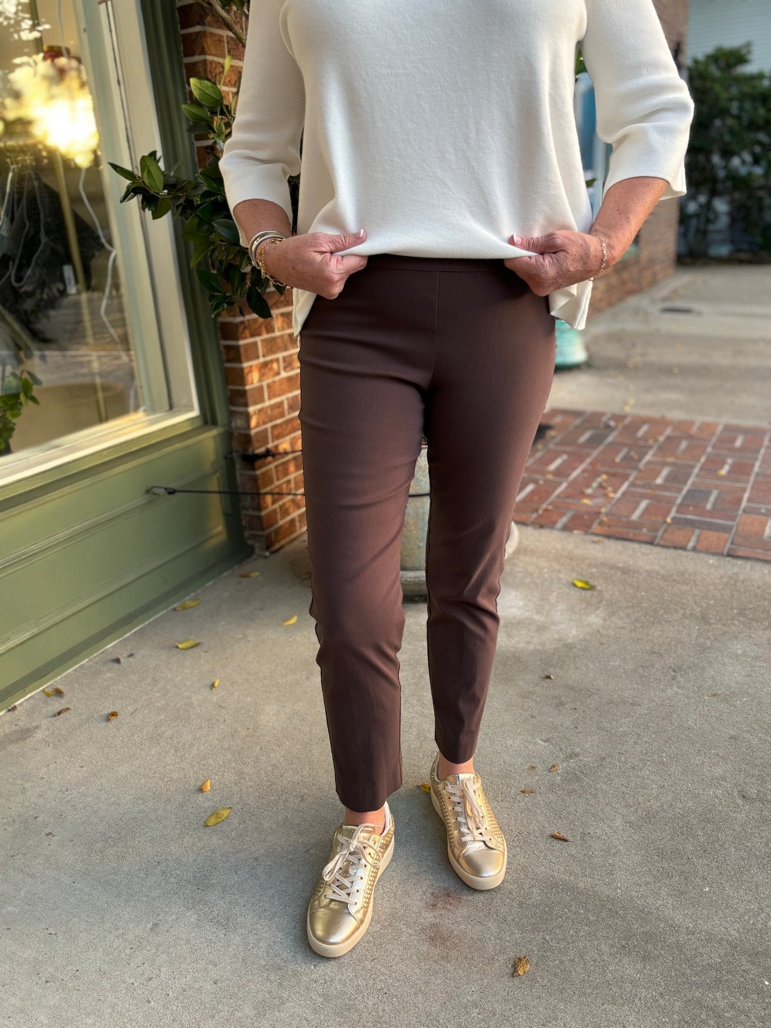 Krazy Larry Pull on Pant - Brown - KJ Clothier