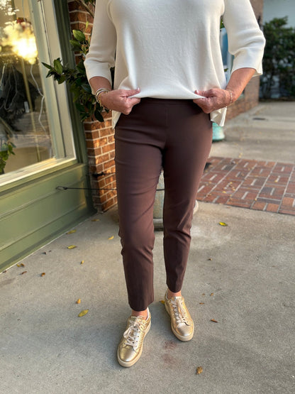 Krazy Larry Pull on Pant - Brown - KJ Clothier