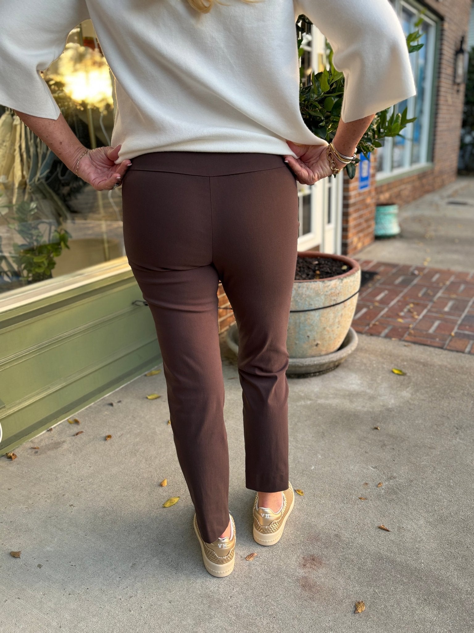 Krazy Larry Pull on Pant - Brown - KJ Clothier