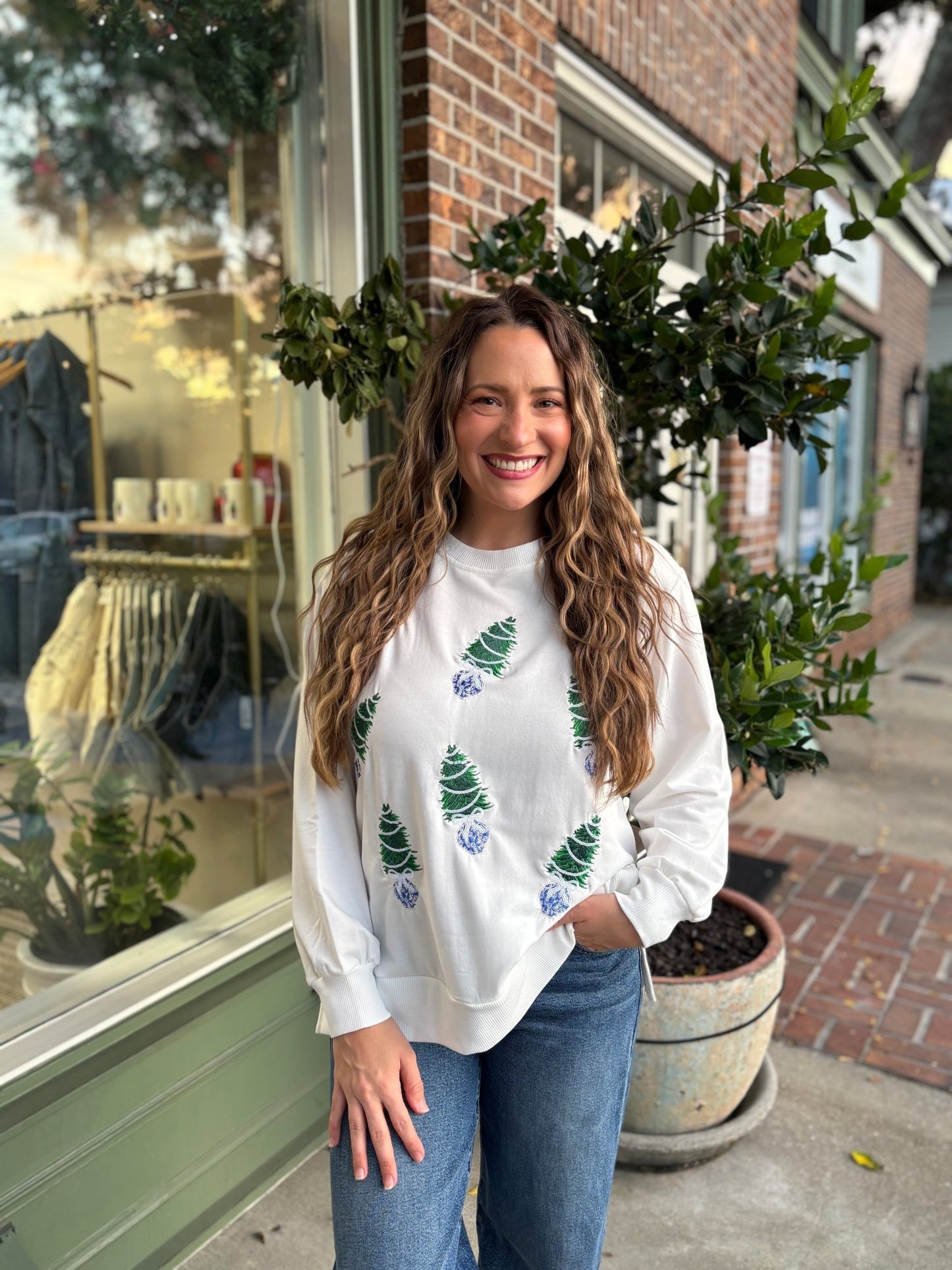 Lakelyn Sweatshirt - Blue Trees - KJ Clothier