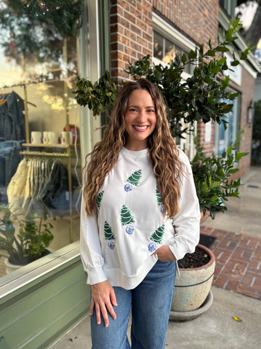 Lakelyn Sweatshirt - Blue Trees - KJ Clothier