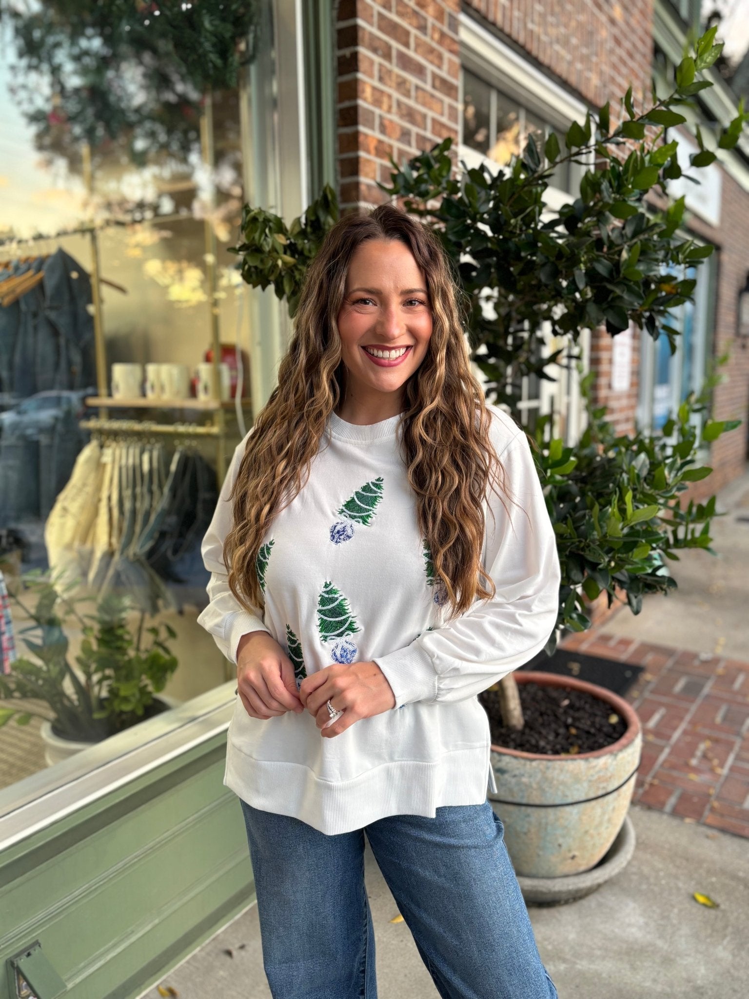 Lakelyn Sweatshirt - Blue Trees - KJ Clothier