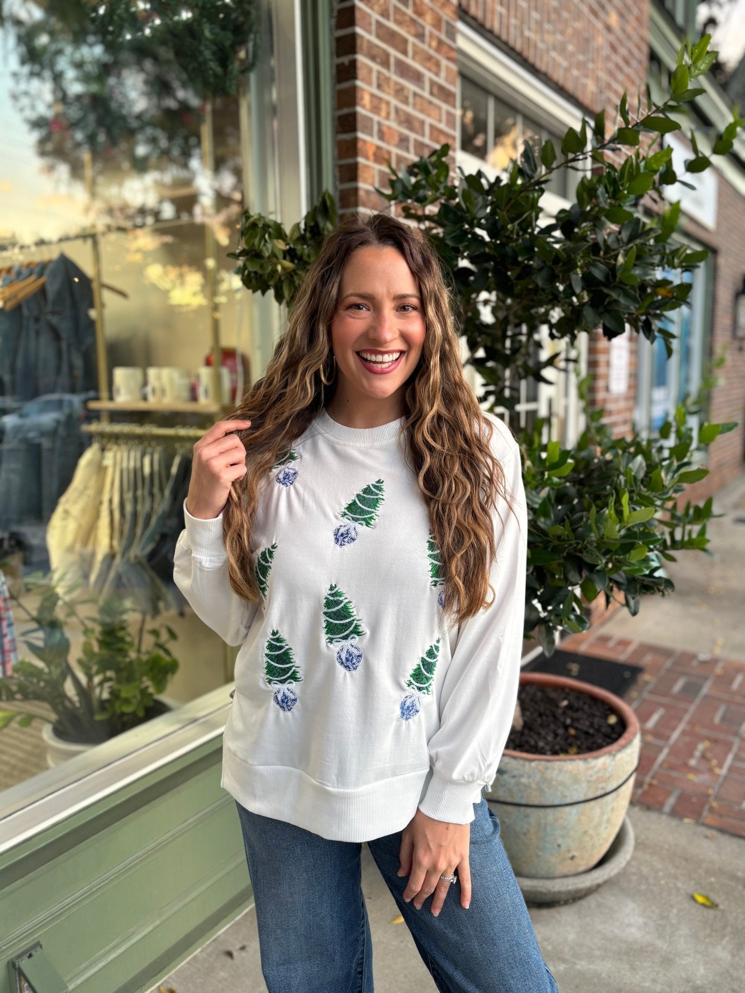 Lakelyn Sweatshirt - Blue Trees - KJ Clothier