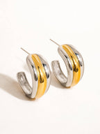 Lazare 18K Non - Tarnish Multi C Hoop Earring: Multi - Colored - KJ Clothier