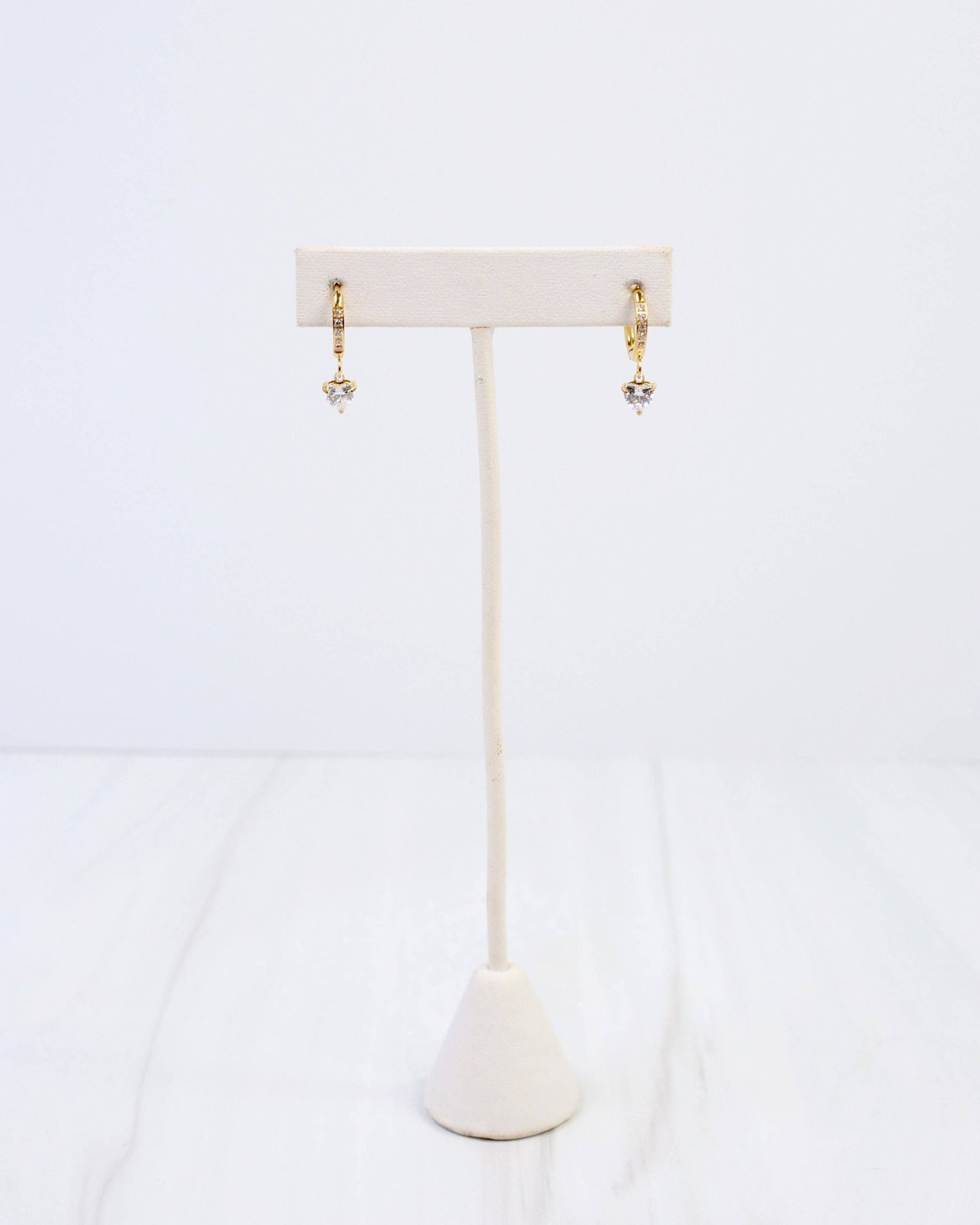 Lenox CZ Heart Huggie Earring - Gold - KJ Clothier