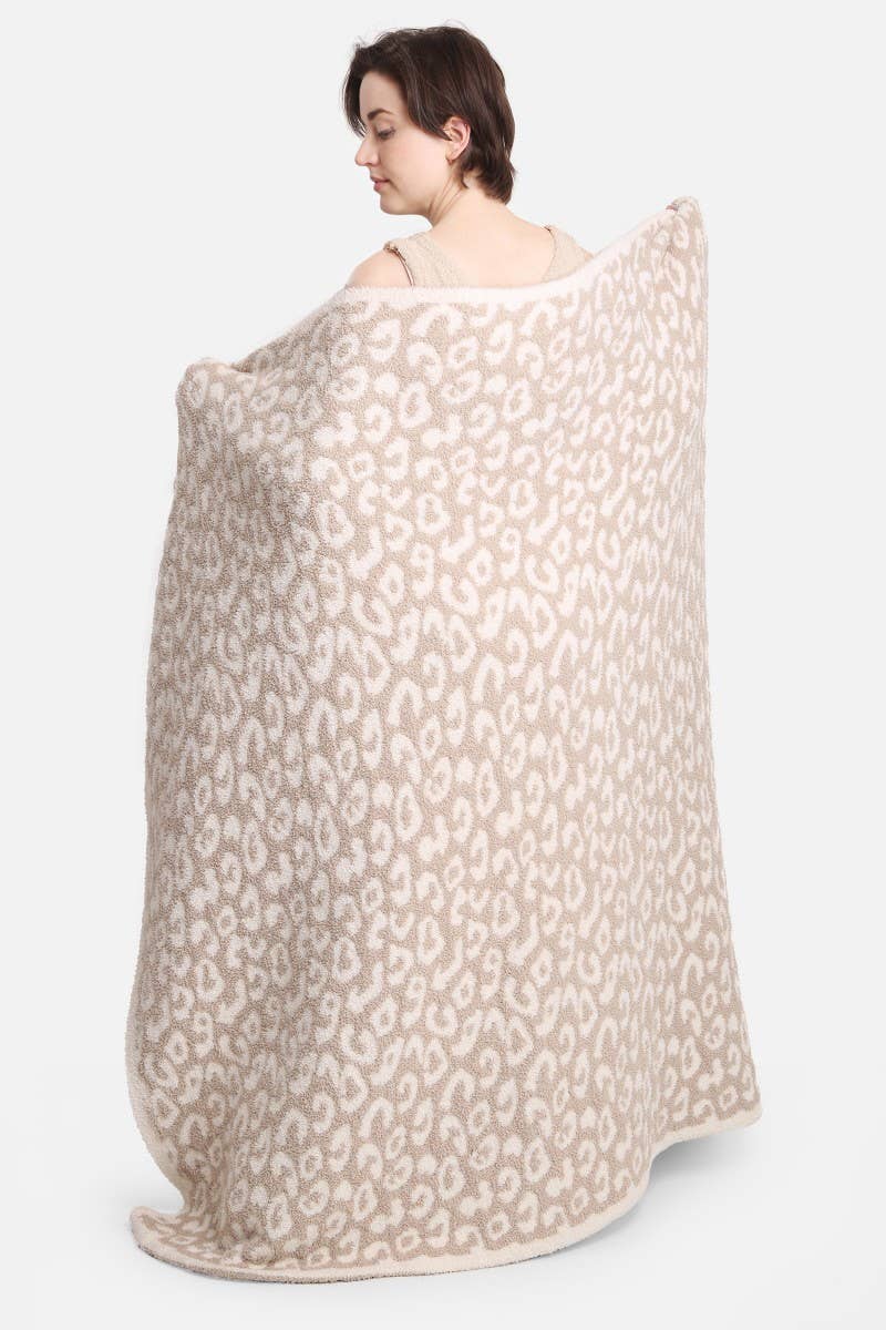 Leopard Print Luxury Soft Throw Blanket: BEIGE / ONE SIZE - KJ Clothier
