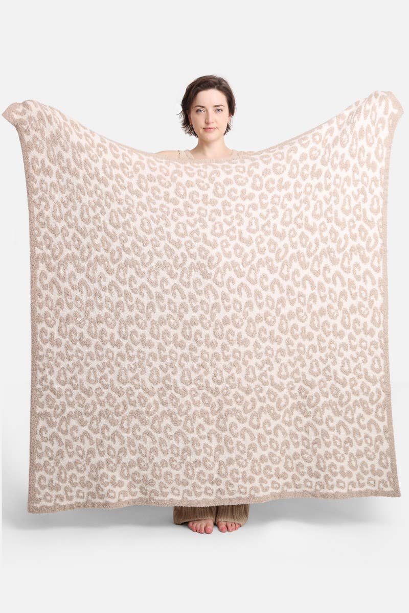 Leopard Print Luxury Soft Throw Blanket: BEIGE / ONE SIZE - KJ Clothier